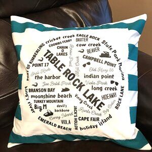Table Rock Lake Pillow Cover 18x18: Handmade Lake House Cabin Decor, Marinas